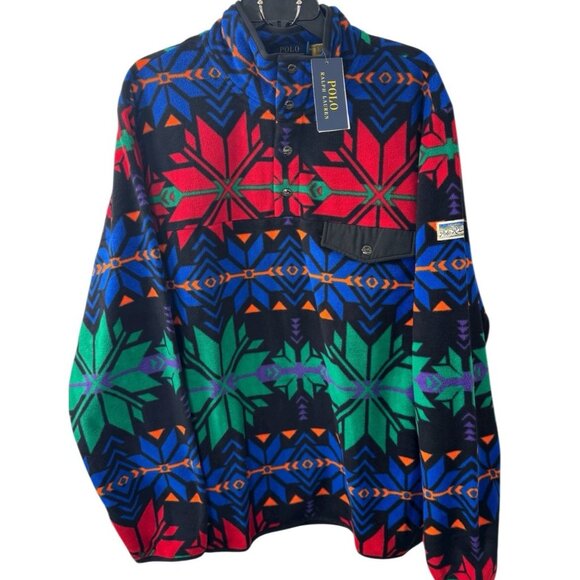 Polo Ralph Lauren XL Snowflake Brushed Fleece Snap Pullover NWT $248 - Picture 1 of 14
